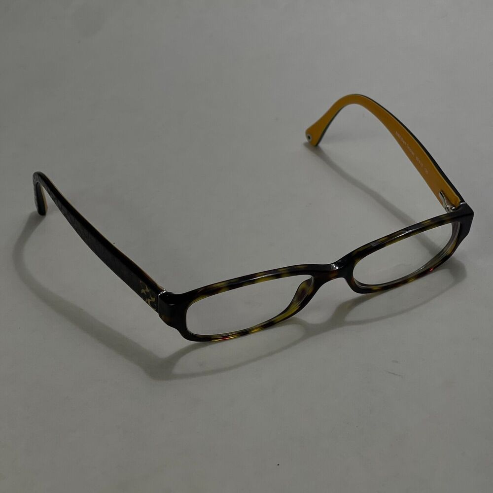 Coach Tortoiseshell Rectangle Glasses with Yellow Inner Temples